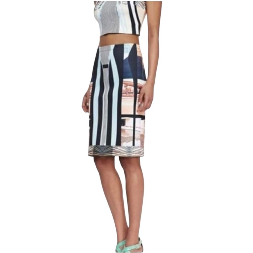 CLOVER CANYON PENCIL TUBE SCUBA PULLON PRINT BODYCON SKIRT S